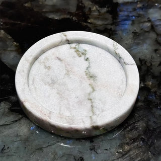 Natural Polished Marble Cup Coasters Set of 6 for Drinks Coffee Anti Slip Round Marble Cup Coasters