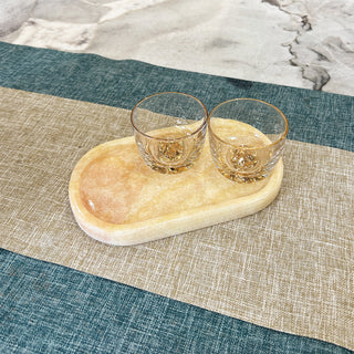 Natural Marble Oval Tray Ornaments Small Tray Storage Dish for Counter, Vanity, Dresser, Nightstand and Desk