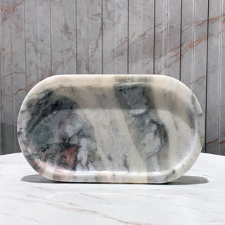 Creative Natural Marble Perfume Oval Storage Tray Jewelry Luxury Marble Storage Tray