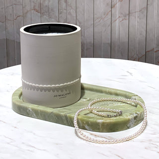 Lime Green Natural Travertine Tray Creative Marble Oval Storage Tray for Perfume Jewelry Luxury  Marble Tray