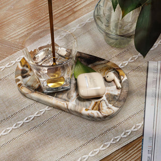 Oval Luxury Marble Serving Tray for Perfume Candles Jewelry Cosmetic Storage Natural Marble Tray Coffee Table Decor Ornament