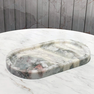 Creative Natural Marble Perfume Oval Storage Tray Jewelry Luxury Marble Storage Tray