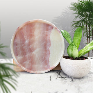 Natural Marble Tray Round Marble Vanity Tray, Countertop Organizer Tray for Perfume Dresser Jewelry Candle