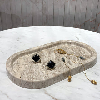 Creative Natural Marble Oval Storage Tray Art Decorative Organizer Trays Jewelry Necklace Storage Tray  Cosmetics Storage