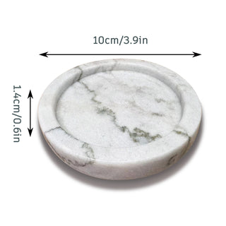 Natural Polished Marble Cup Coasters Set of 6 for Drinks Coffee Anti Slip Round Marble Cup Coasters