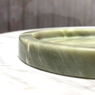 Lime Green Natural Travertine Tray Creative Marble Oval Storage Tray for Perfume Jewelry Luxury  Marble Tray