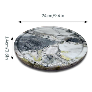 Natural Marble Decorative Tray, Bathroom Bedroom Kitchen Dresser, Round Vanity Tray for Perfume, Cosmetic, Candle