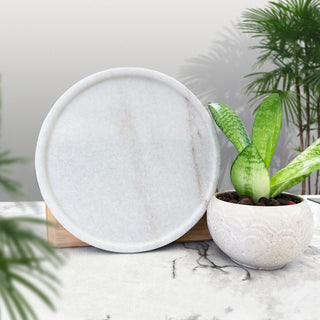 Elegant Marble Tray Round Jewelry Dish and Key Holder, a Vanity Tray and Bathroom Organizer for Soap, Perfume, Candle