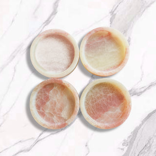 Natural Marble Coasters Set of 4 for Drinks - Marble Drink Coasters for coffee Table,Natural Red Dragon Jade Coasters 4 Pcs,Round Marble Cup Coasters