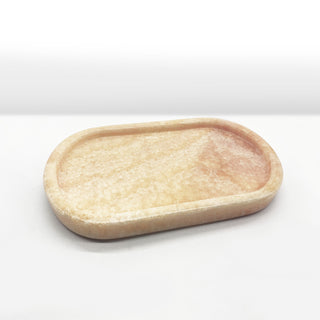 Natural Marble Oval Tray Ornaments Small Tray Storage Dish for Counter, Vanity, Dresser, Nightstand and Desk